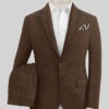 Italian Prato Brown Herringbone Linen Suit