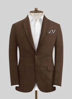 Italian Prato Brown Herringbone Linen Suit 10 Italian Prato Brown Herringbone Linen Suit -Tiano Suits Shop itapratbrwnhrringbnlinsuitlk 2