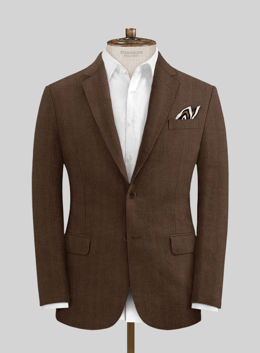 Italian Prato Brown Herringbone Linen Suit 3 Italian Prato Brown Herringbone Linen Suit - Image 3