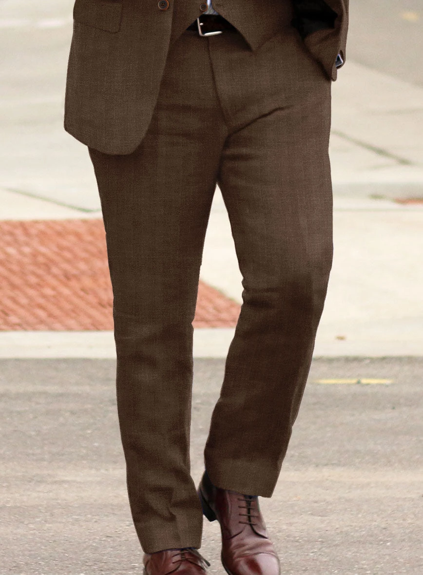 Italian Prato Brown Herringbone Linen Suit 5 Italian Prato Brown Herringbone Linen Suit - Image 5