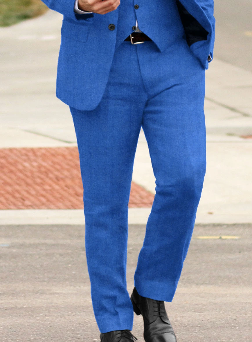 Italian Prato Electric Blue Herringbone Linen Suit 4 Italian Prato Electric Blue Herringbone Linen Suit - Image 4