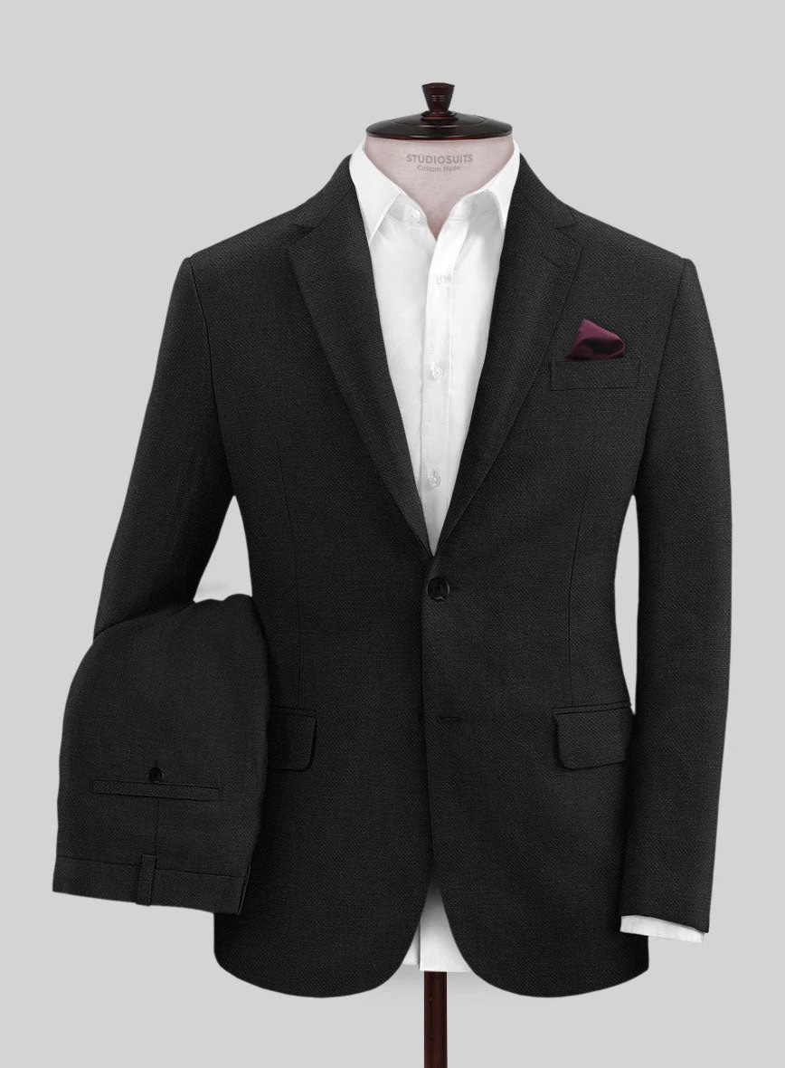 Italian Prato Black Dobby Linen Suit 1 Italian Prato Black Dobby Linen Suit