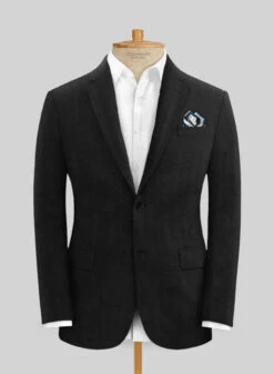 Italian Prato Black Herringbone Linen Jacket