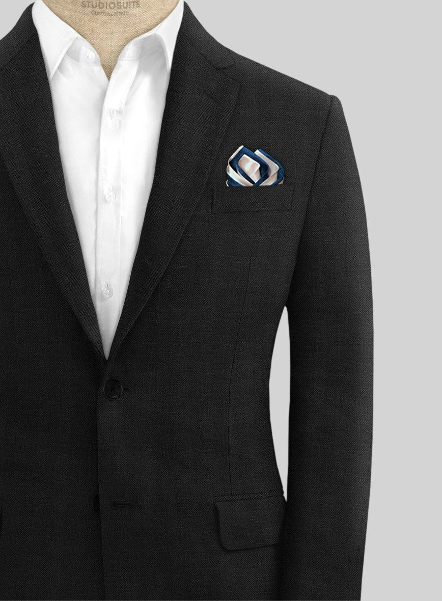 Italian Prato Black Herringbone Linen Jacket 2 Italian Prato Black Herringbone Linen Jacket - Image 2