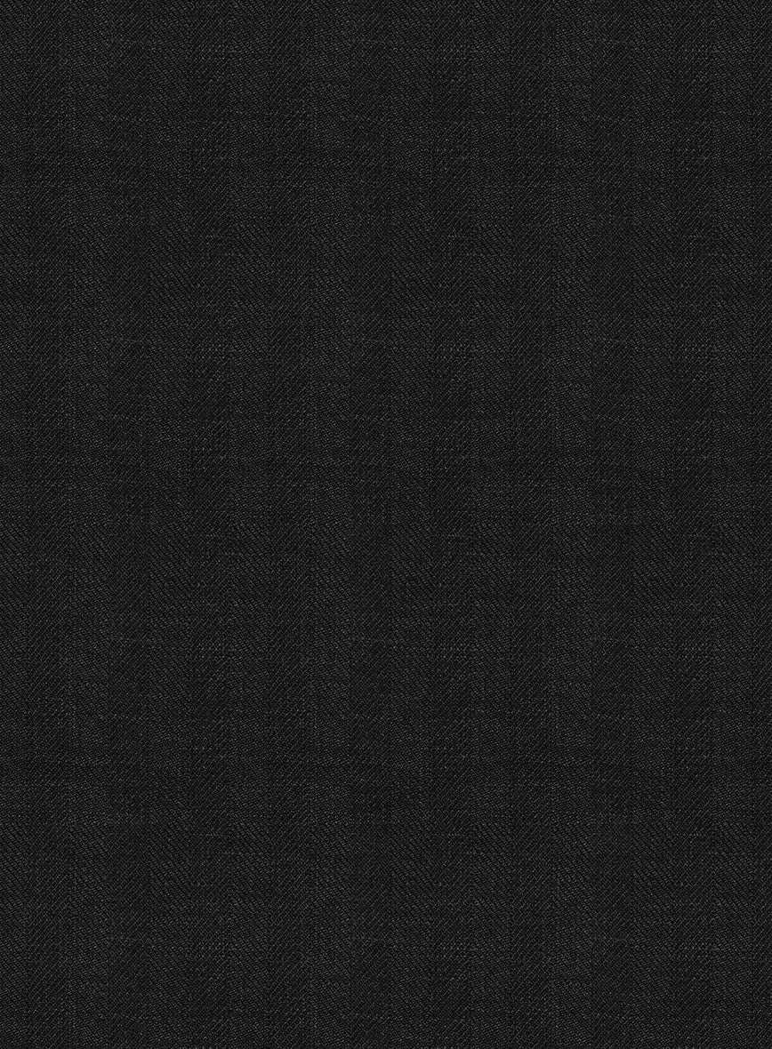 Italian Prato Black Herringbone Linen Jacket 3 Italian Prato Black Herringbone Linen Jacket - Image 3