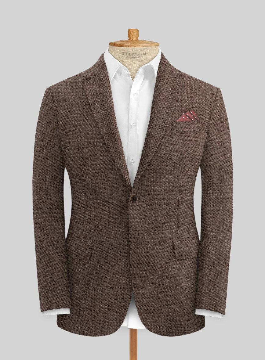 Italian Prato Brown Dobby Linen Jacket 1 Italian Prato Brown Dobby Linen Jacket
