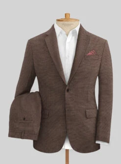 Tiano Suits Shop 31 Italian Prato Brown Dobby Linen Suit