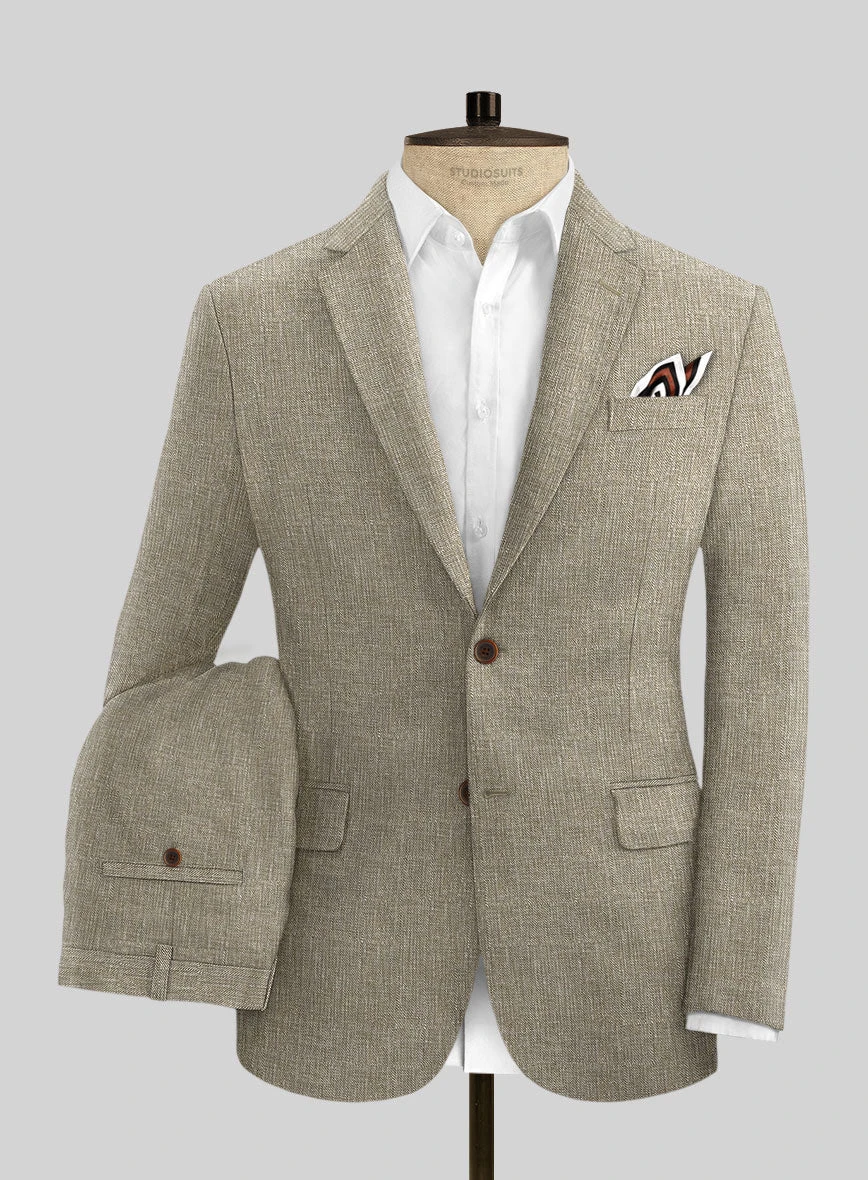 Italian Prato Brown Sharkskin Linen Suit 1 Italian Prato Brown Sharkskin Linen Suit
