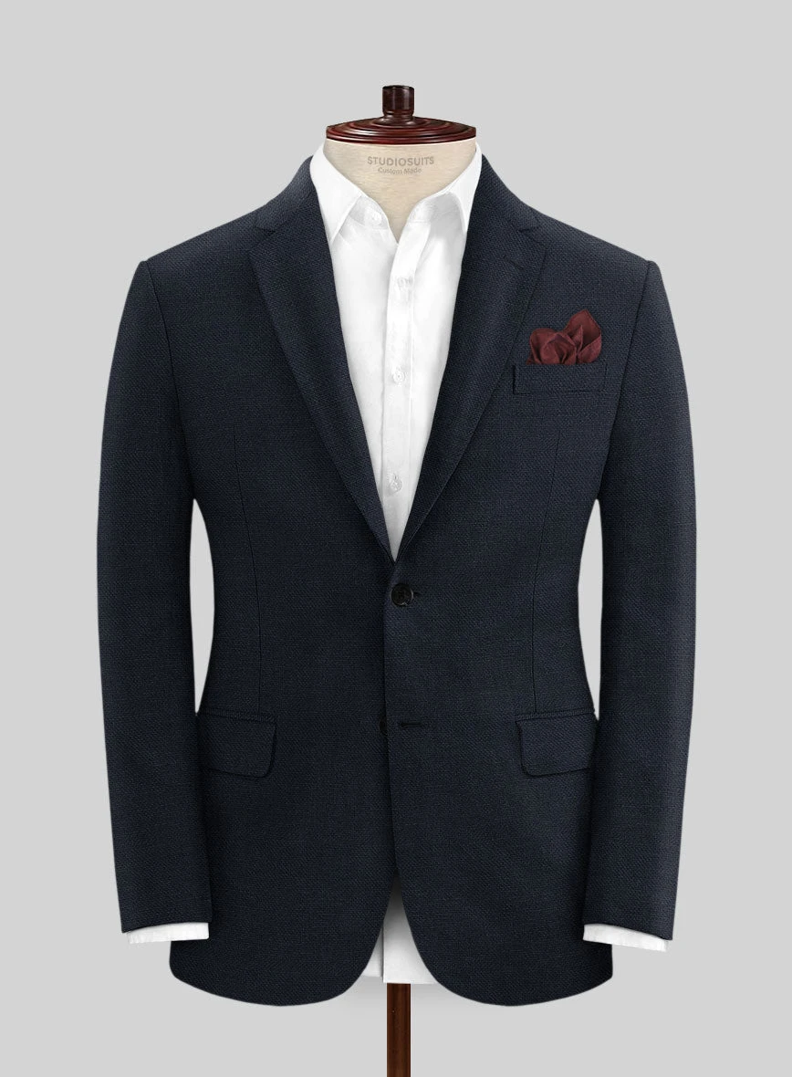 Italian Prato Dark Blue Dobby Linen Suit 3 Italian Prato Dark Blue Dobby Linen Suit - Image 3