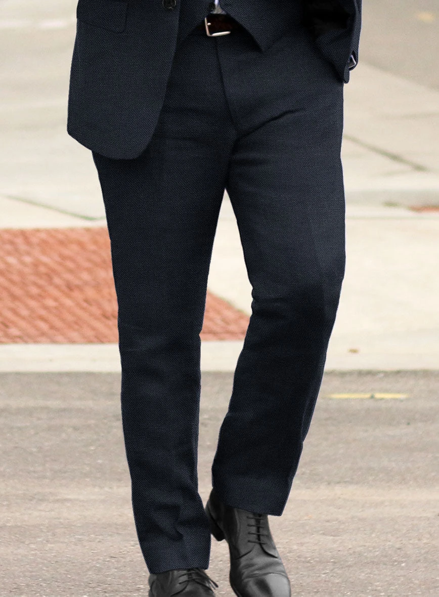 Italian Prato Dark Blue Dobby Linen Suit 6 Italian Prato Dark Blue Dobby Linen Suit - Image 6