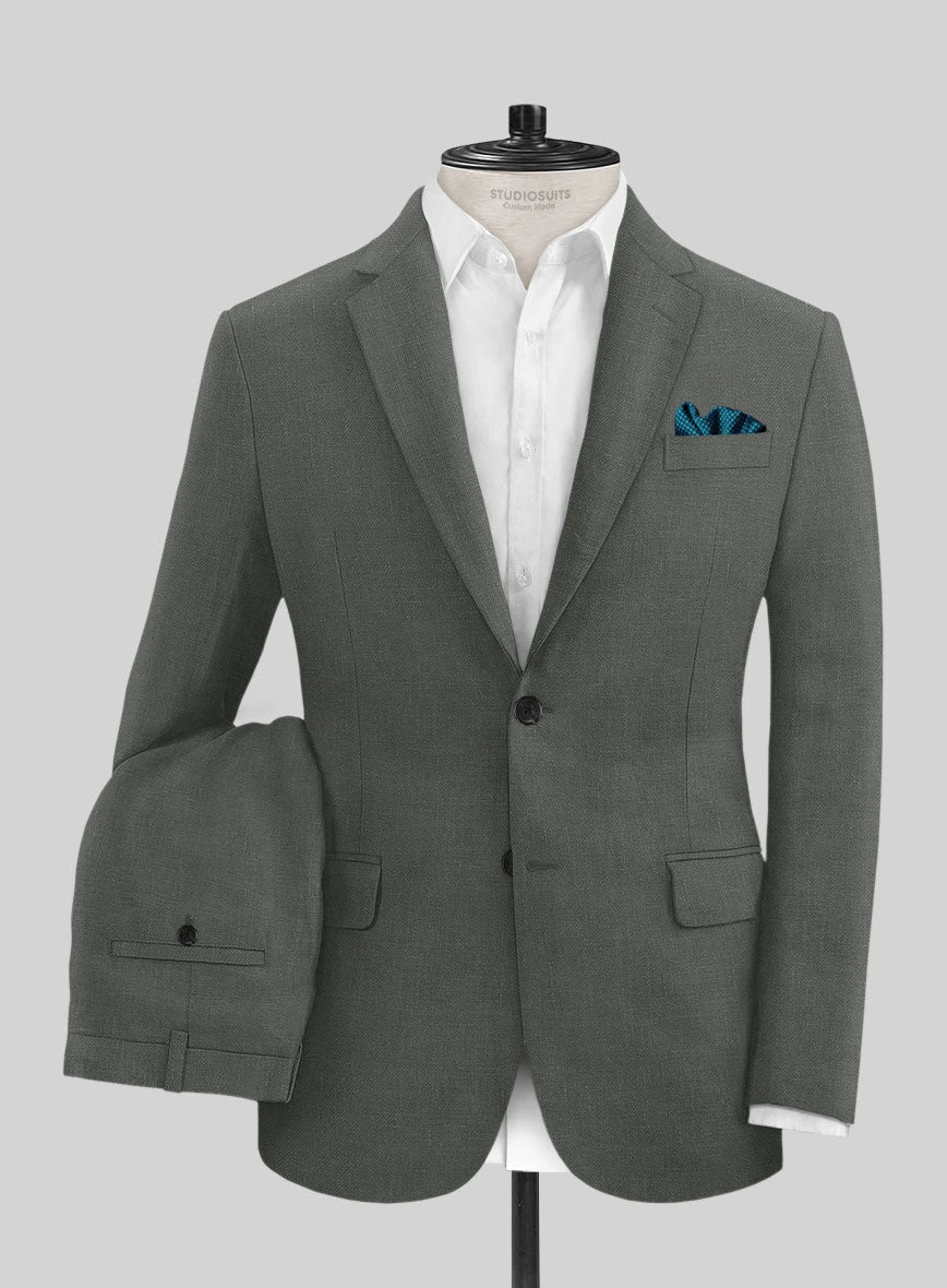 Italian Prato Gray Linen Suit 1 Italian Prato Gray Linen Suit