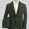 Italian Prato Olive Green Herringbone Linen Suit