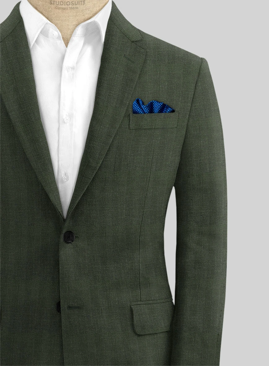 Italian Prato Olive Green Herringbone Linen Suit 4 Italian Prato Olive Green Herringbone Linen Suit - Image 4