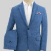 Italian Prato Sharkskin Blue Linen Suit