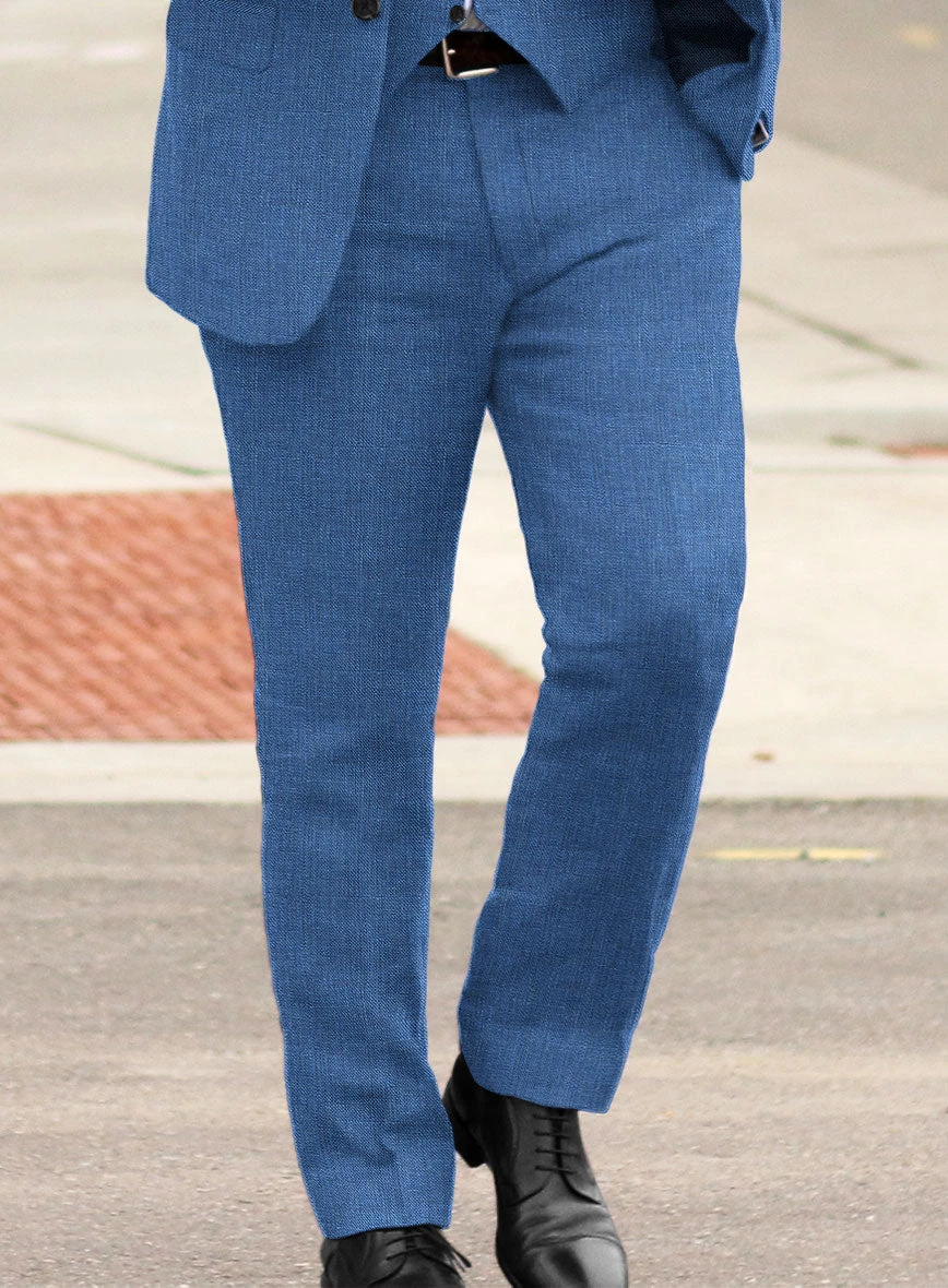Italian Prato Sharkskin Blue Linen Suit 4 Italian Prato Sharkskin Blue Linen Suit - Image 4