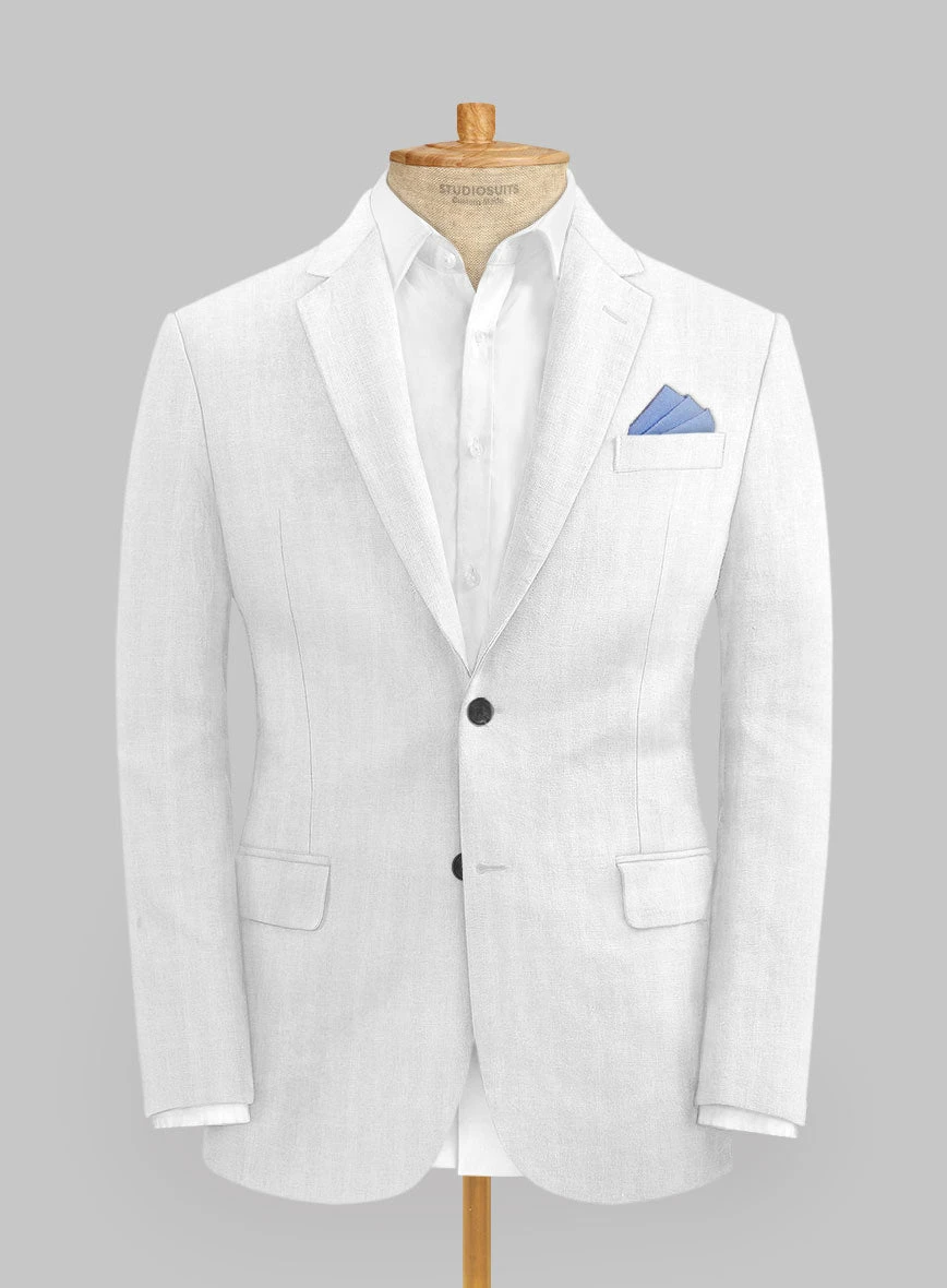 Italian Prato White Herringbone Linen Jacket 1 Italian Prato White Herringbone Linen Jacket