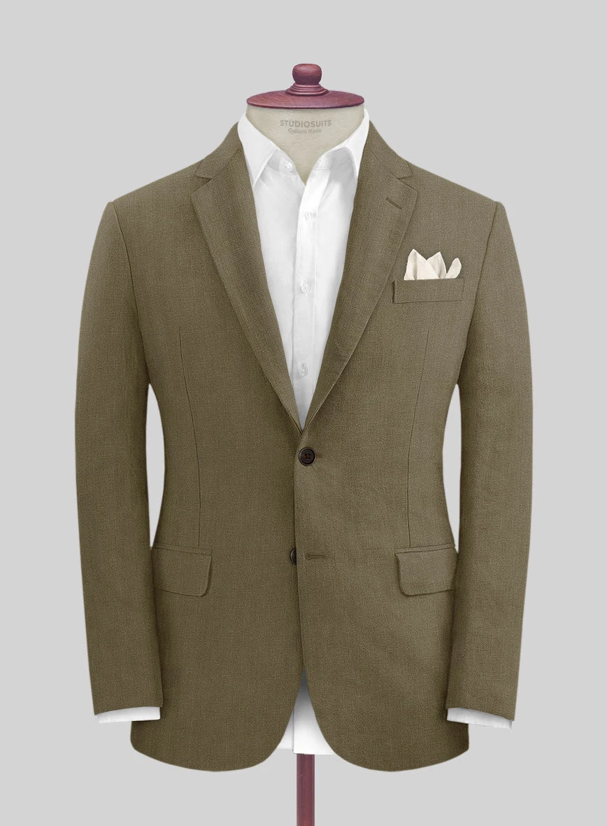 Italian Prato Tan Herringbone Linen Suit 3 Italian Prato Tan Herringbone Linen Suit - Image 3