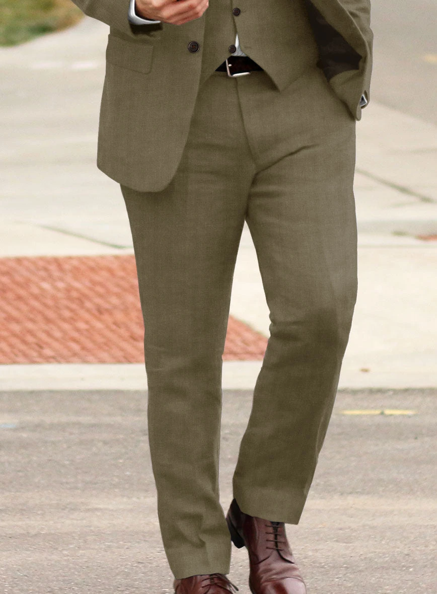 Italian Prato Tan Herringbone Linen Suit 4 Italian Prato Tan Herringbone Linen Suit - Image 4