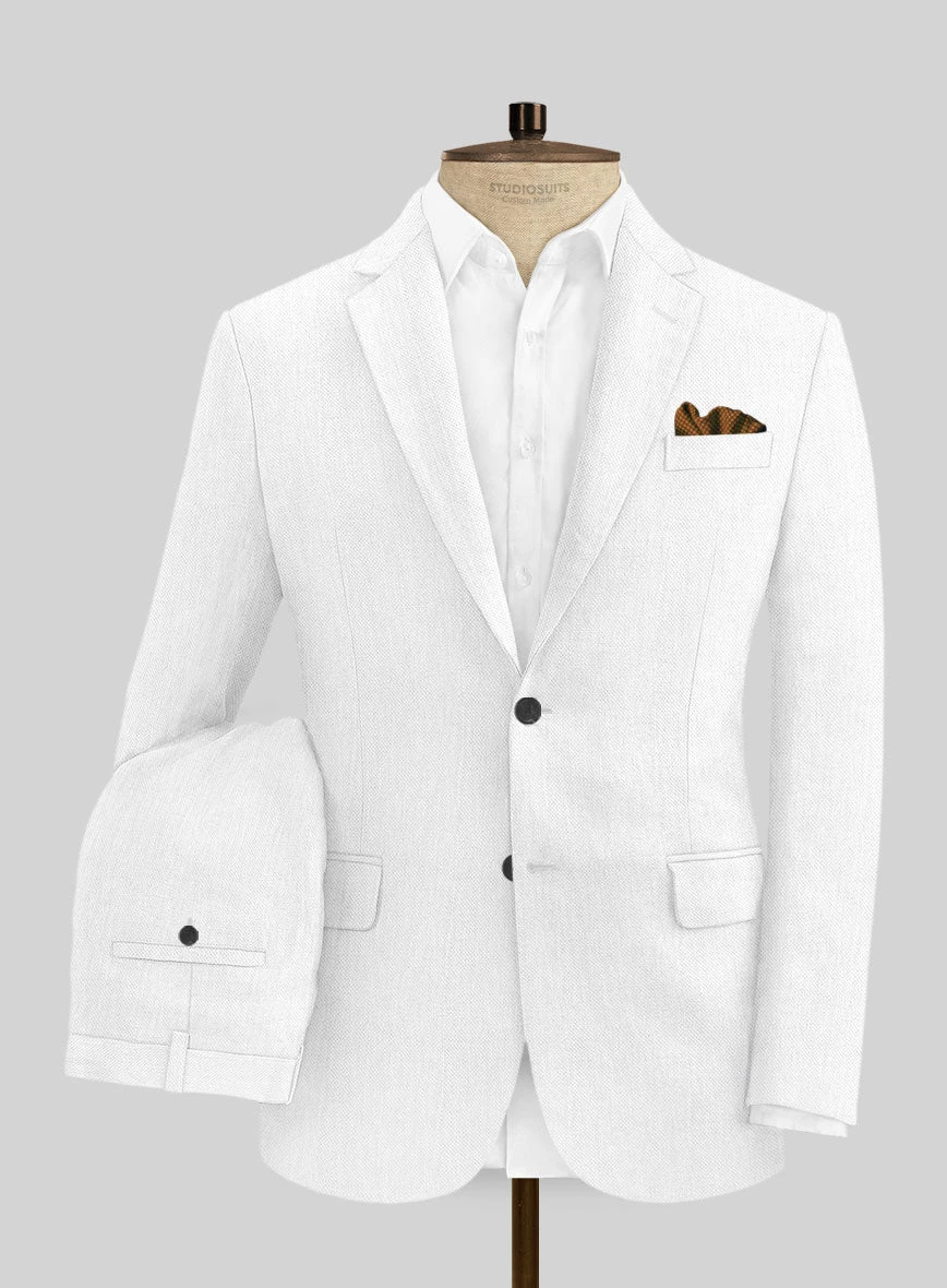 Italian Prato White Dobby Linen Suit 1 Italian Prato White Dobby Linen Suit