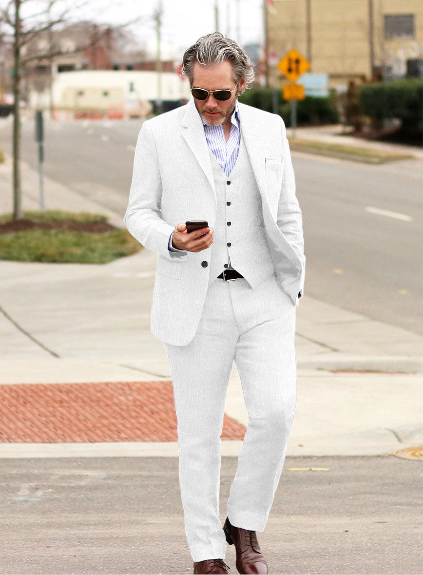 Italian Prato White Dobby Linen Suit 2 Italian Prato White Dobby Linen Suit - Image 2