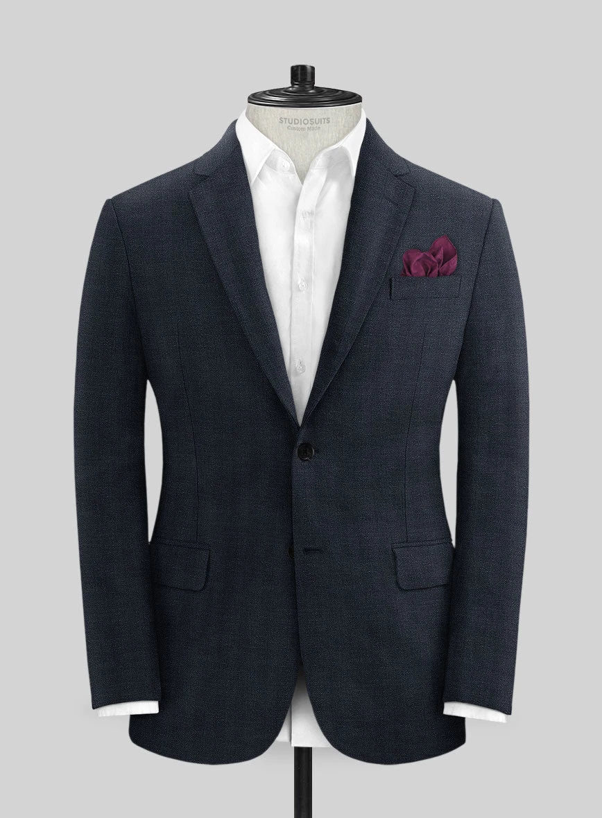 Italian Prato Diesel Blue Herringbone Linen Jacket 1 Italian Prato Diesel Blue Herringbone Linen Jacket
