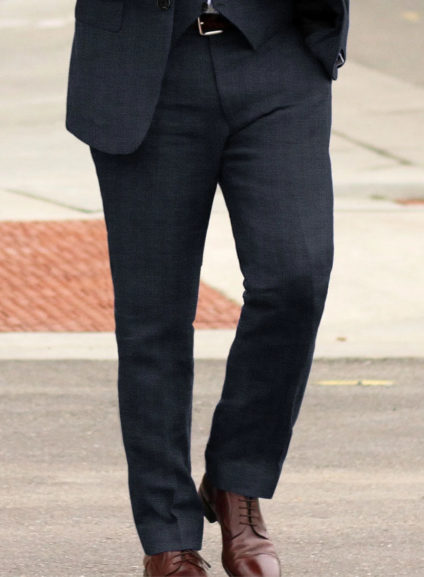 Italian Prato Diesel Blue Herringbone Linen Suit 5 Italian Prato Diesel Blue Herringbone Linen Suit - Image 5