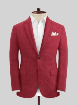 Italian Prato Red Dobby Linen Jacket