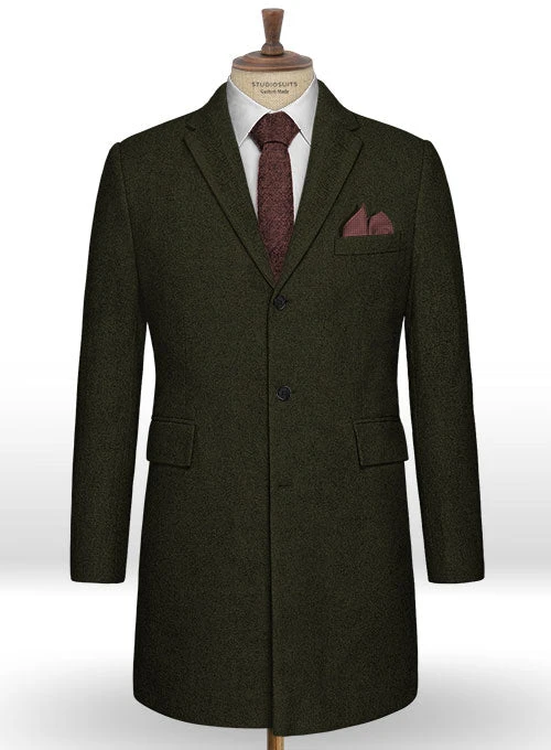 Light Weight Dark Green Tweed Overcoat 1 Light Weight Dark Green Tweed Overcoat