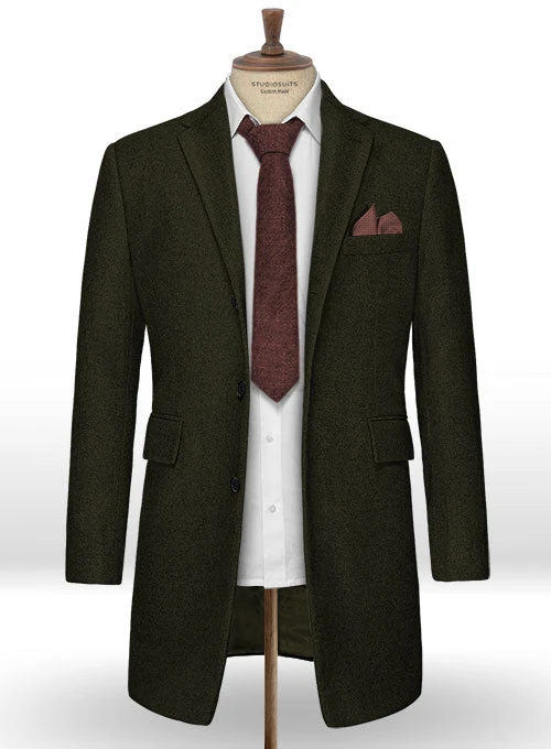 Light Weight Dark Green Tweed Overcoat 3 Light Weight Dark Green Tweed Overcoat - Image 3