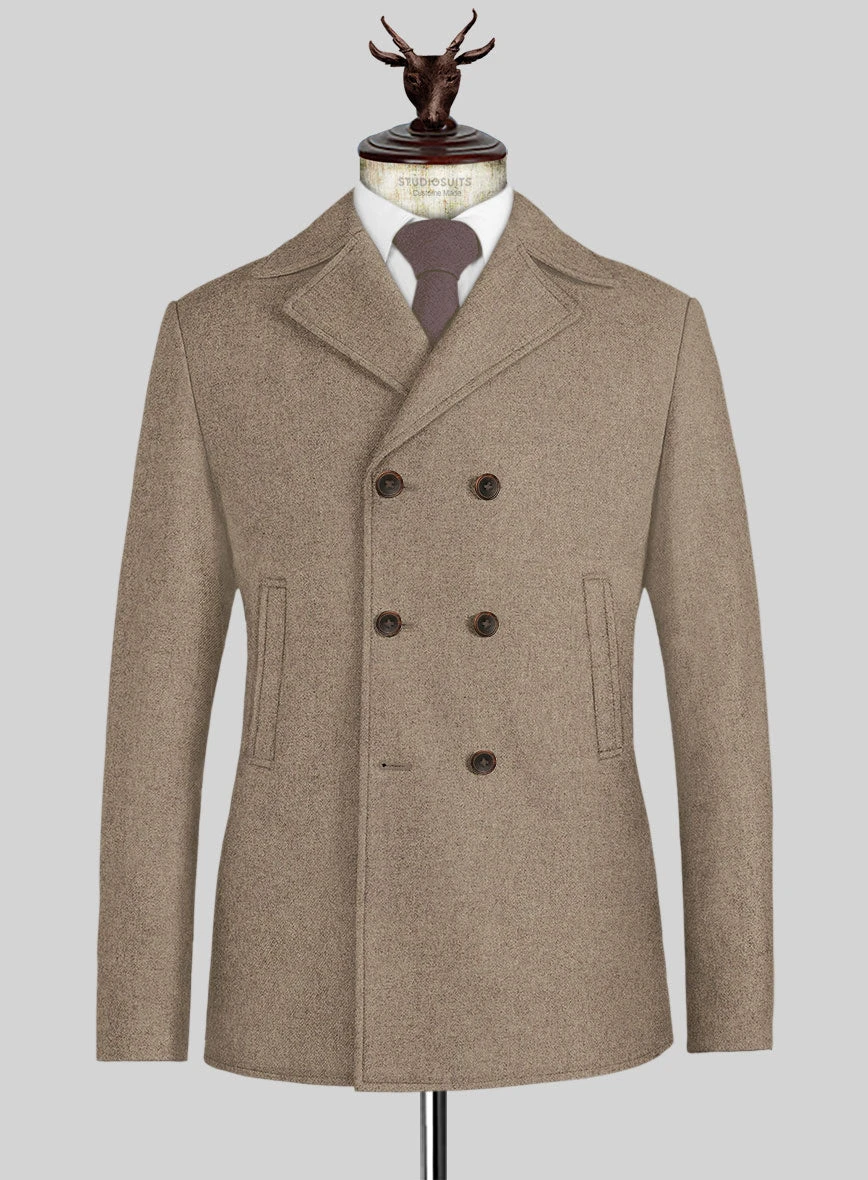 Light Weight Light Brown Tweed Pea Coat 1 Light Weight Light Brown Tweed Pea Coat