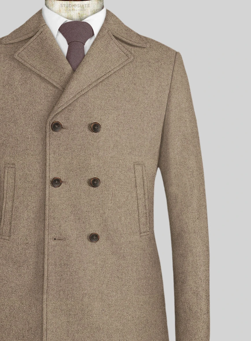 Light Weight Light Brown Tweed Pea Coat 2 Light Weight Light Brown Tweed Pea Coat - Image 2