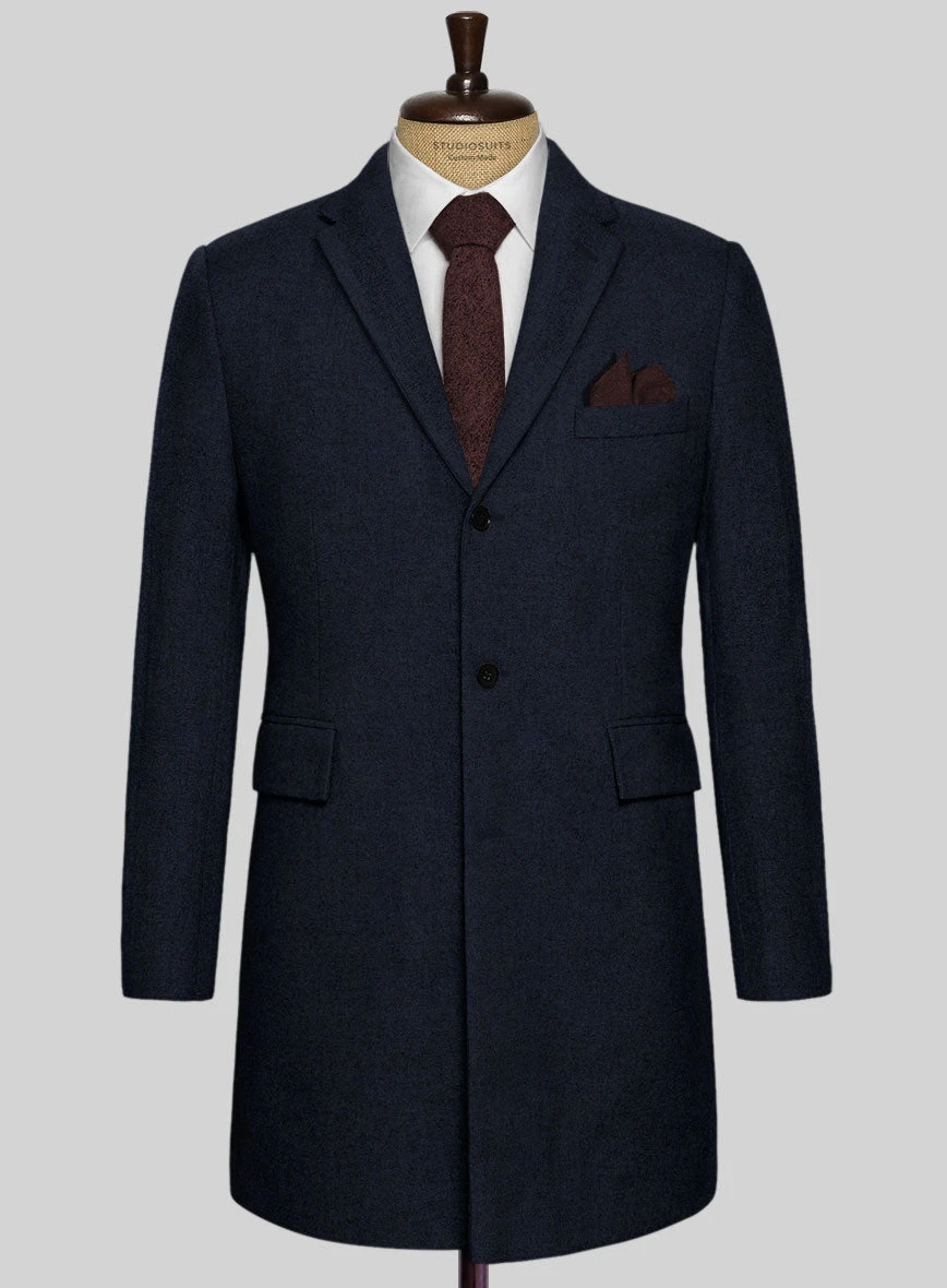 Light Weight Melange Dark Blue Tweed Overcoat 1 Light Weight Melange Dark Blue Tweed Overcoat
