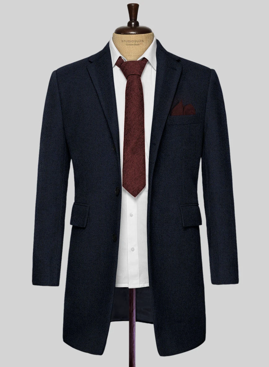 Light Weight Melange Dark Blue Tweed Overcoat 2 Light Weight Melange Dark Blue Tweed Overcoat - Image 2