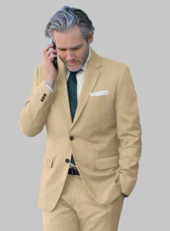 Marco Stretch Tan Wool Suit -Tiano Suits Shop marcostretchtanwoolsuitlook 3