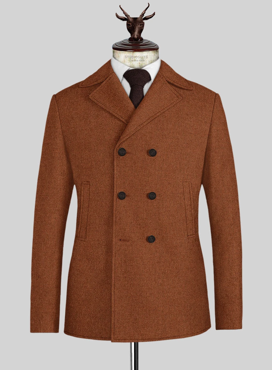 Melange Rust Tweed Pea Coat 1 Melange Rust Tweed Pea Coat
