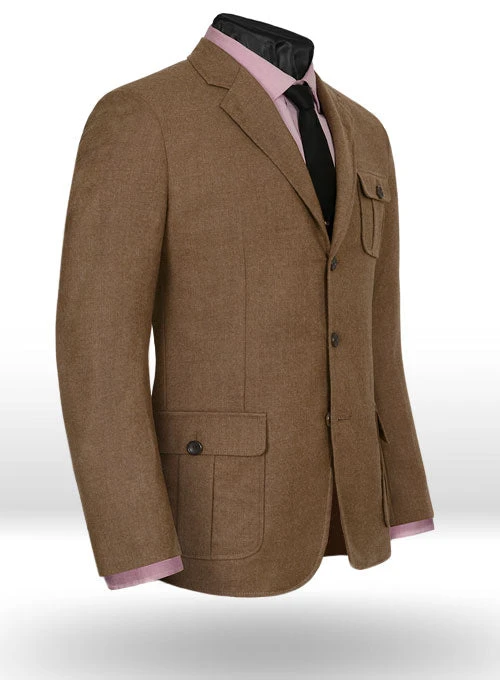 Mid Brown Flannel Wool Danish Style Sports Coat 1 Mid Brown Flannel Wool Danish Style Sports Coat
