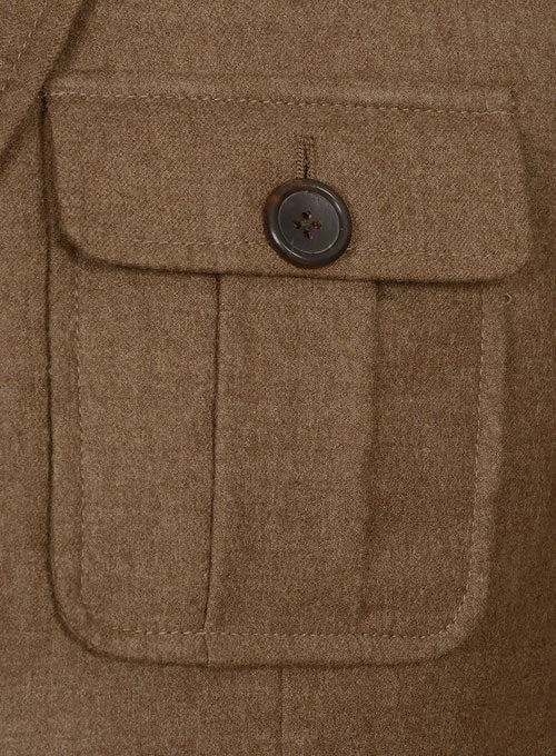 Mid Brown Flannel Wool Danish Style Sports Coat 3 Mid Brown Flannel Wool Danish Style Sports Coat - Image 3