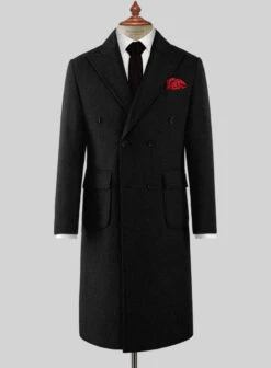 Musto Black Heavy Tweed Overcoat