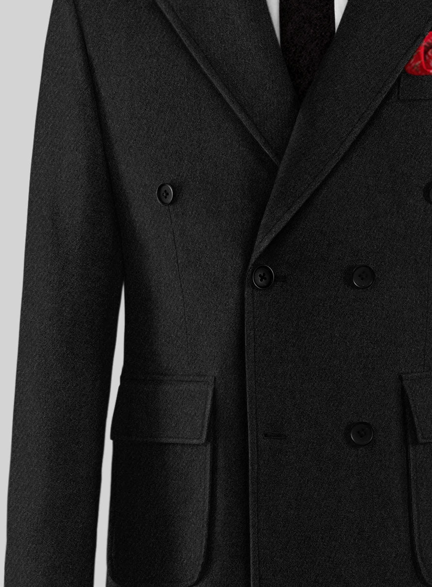 Musto Black Heavy Tweed Overcoat 2 Musto Black Heavy Tweed Overcoat - Image 2