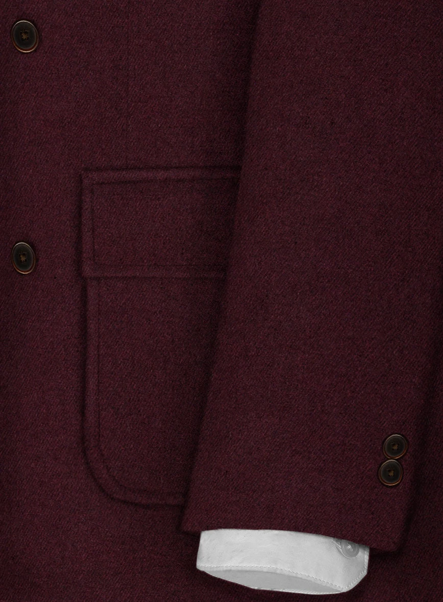 Musto Dark Wine Heavy Tweed Overcoat 4 Musto Dark Wine Heavy Tweed Overcoat - Image 4