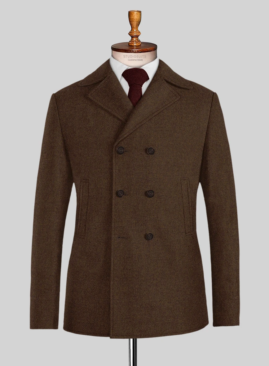 Naples Caffe Brown Tweed Pea Coat 1 Naples Caffe Brown Tweed Pea Coat