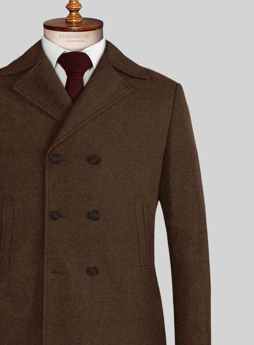 Naples Caffe Brown Tweed Pea Coat 2 Naples Caffe Brown Tweed Pea Coat - Image 2