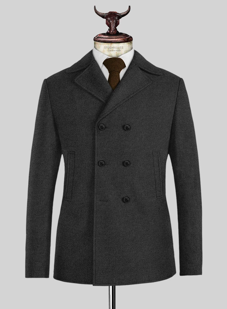 Naples Charcoal Tweed Pea Coat 1 Naples Charcoal Tweed Pea Coat
