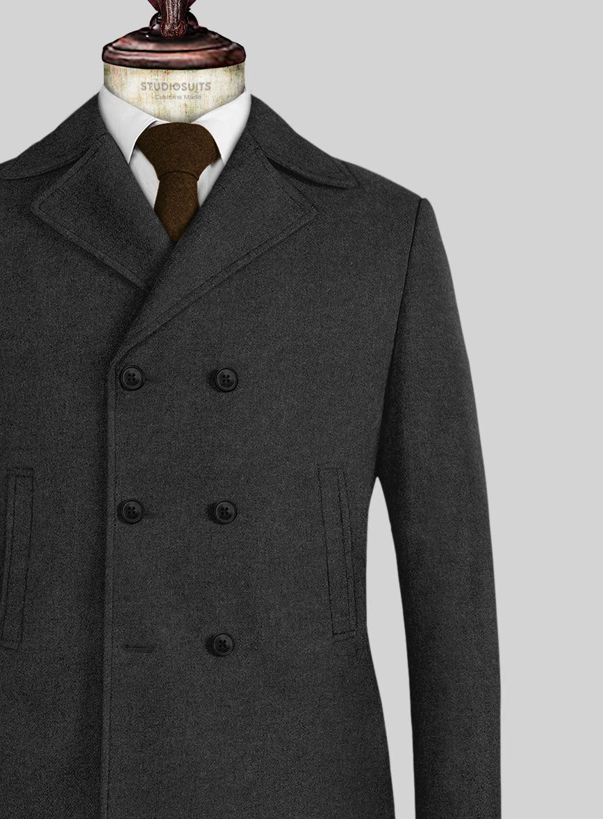 Naples Charcoal Tweed Pea Coat 2 Naples Charcoal Tweed Pea Coat - Image 2
