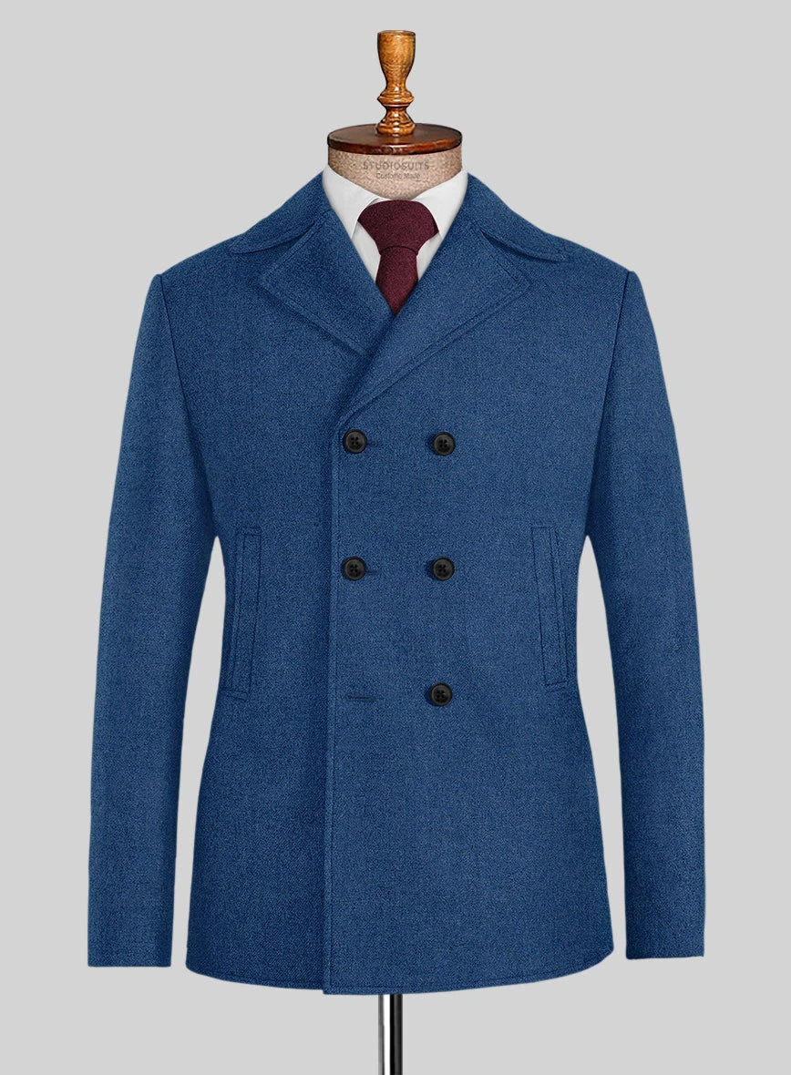 Naples Cobalt Blue Tweed Pea Coat 1 Naples Cobalt Blue Tweed Pea Coat