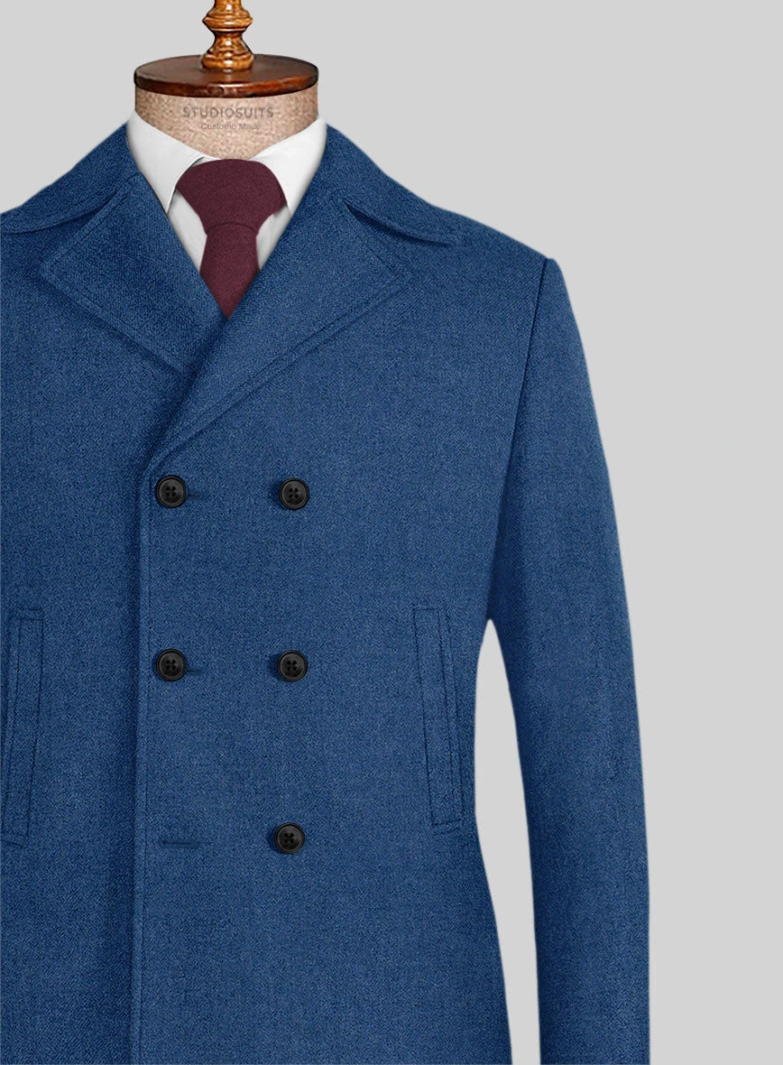 Naples Cobalt Blue Tweed Pea Coat 2 Naples Cobalt Blue Tweed Pea Coat - Image 2