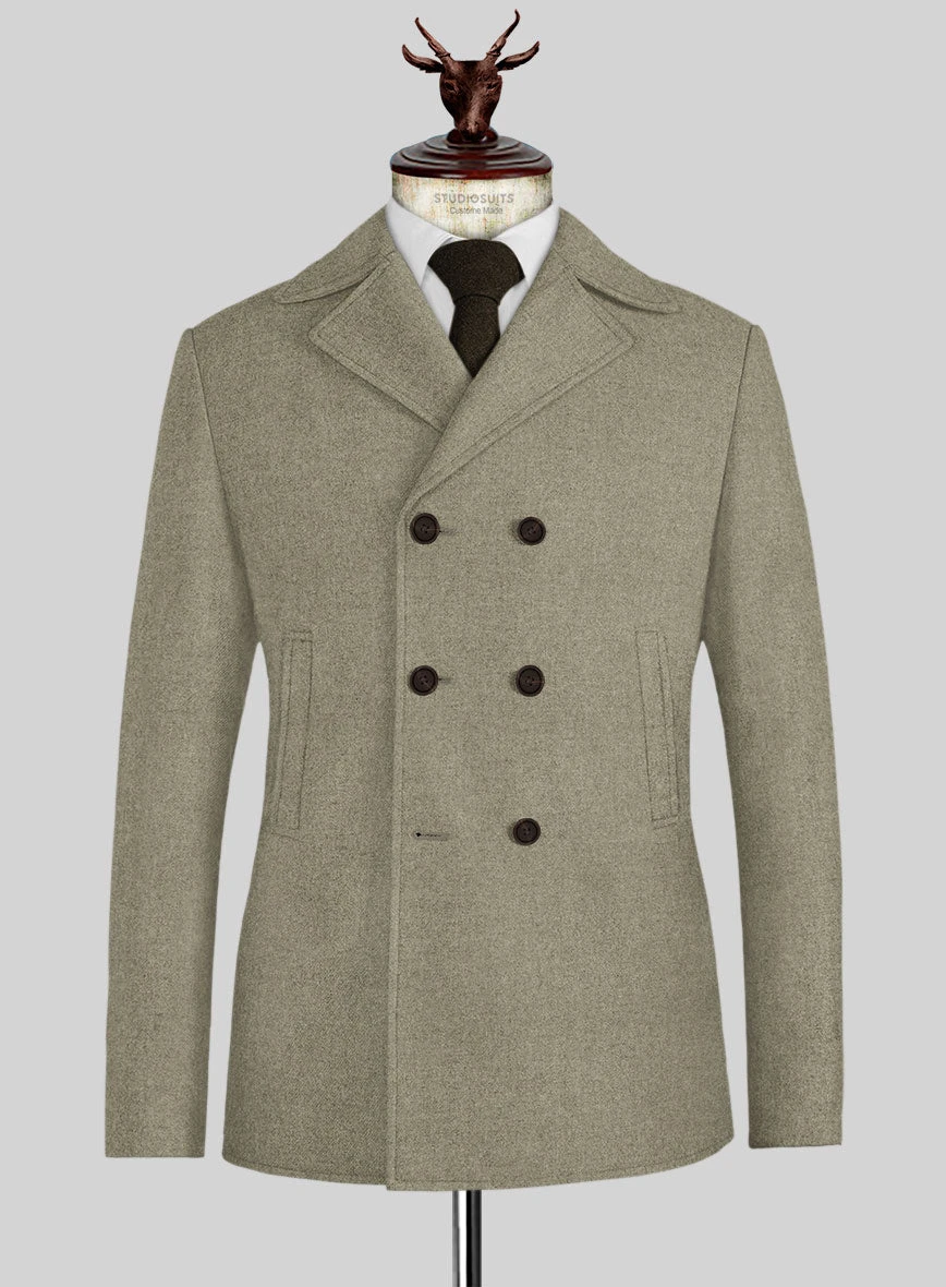 Naples Greige Tweed Pea Coat 1 Naples Greige Tweed Pea Coat