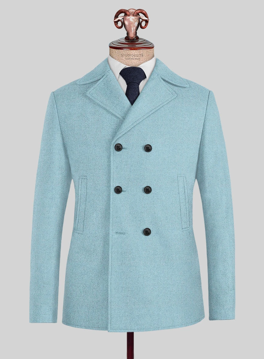 Naples Light Blue Tweed Pea Coat 1 Naples Light Blue Tweed Pea Coat