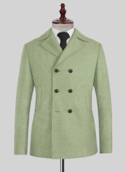 Naples Light Green Tweed Pea Coat