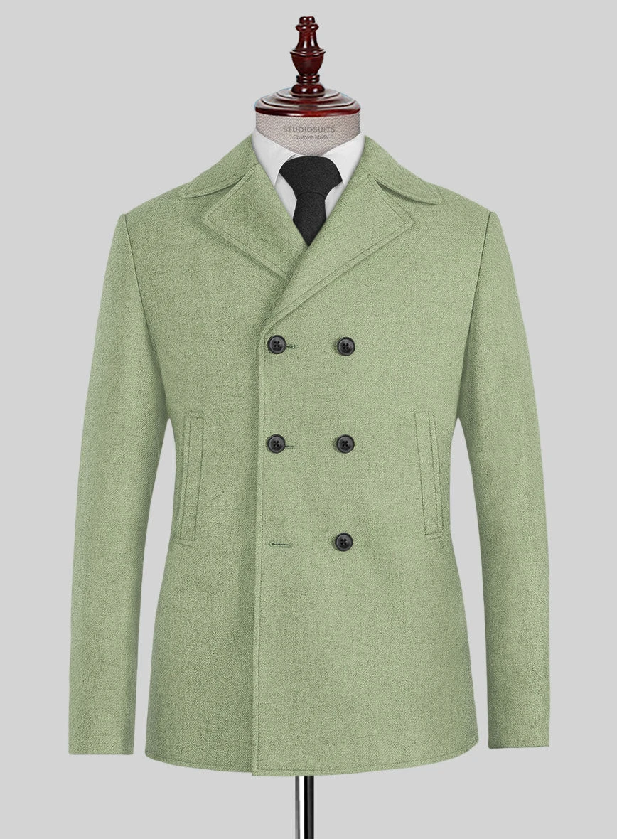 Naples Light Green Tweed Pea Coat 1 Naples Light Green Tweed Pea Coat
